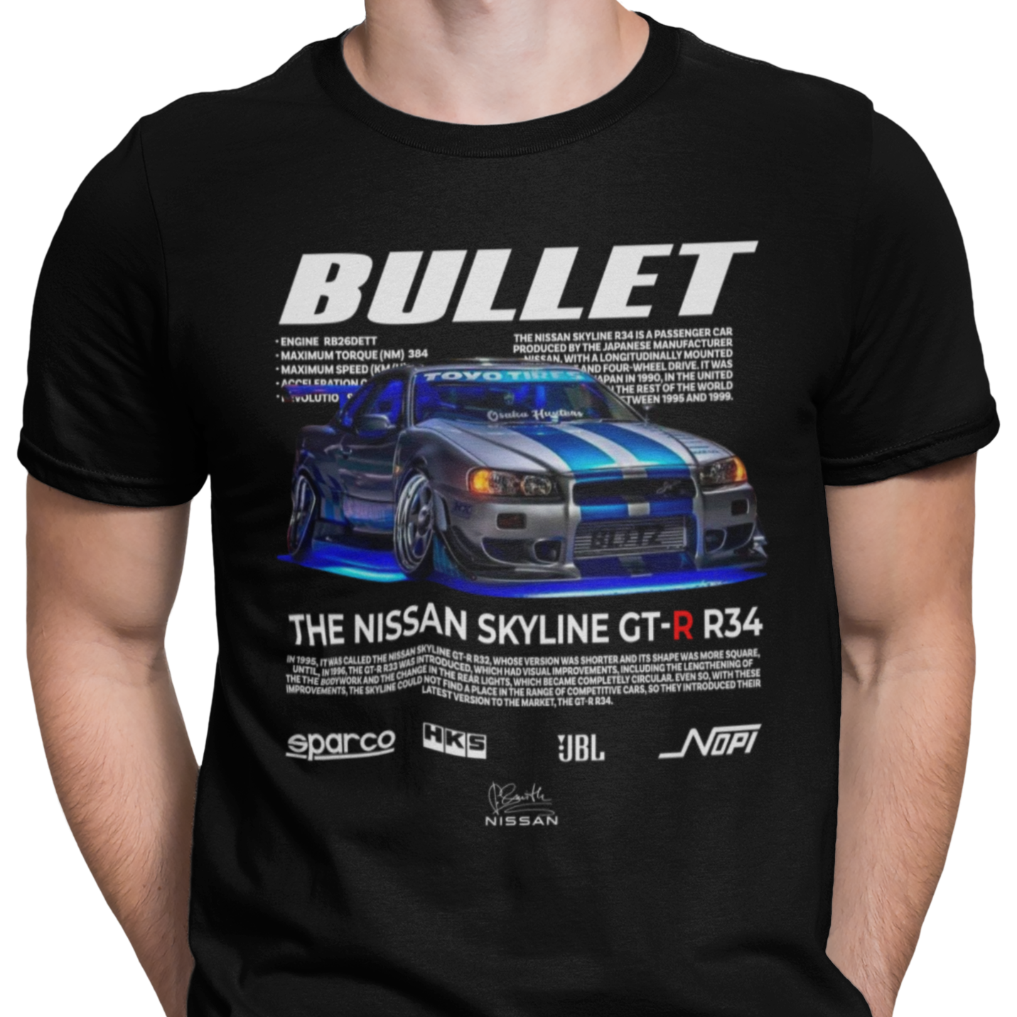 CAMISETA / SUDADERA COCHES NISAAN SKYLINE GT-R R34 BULLET