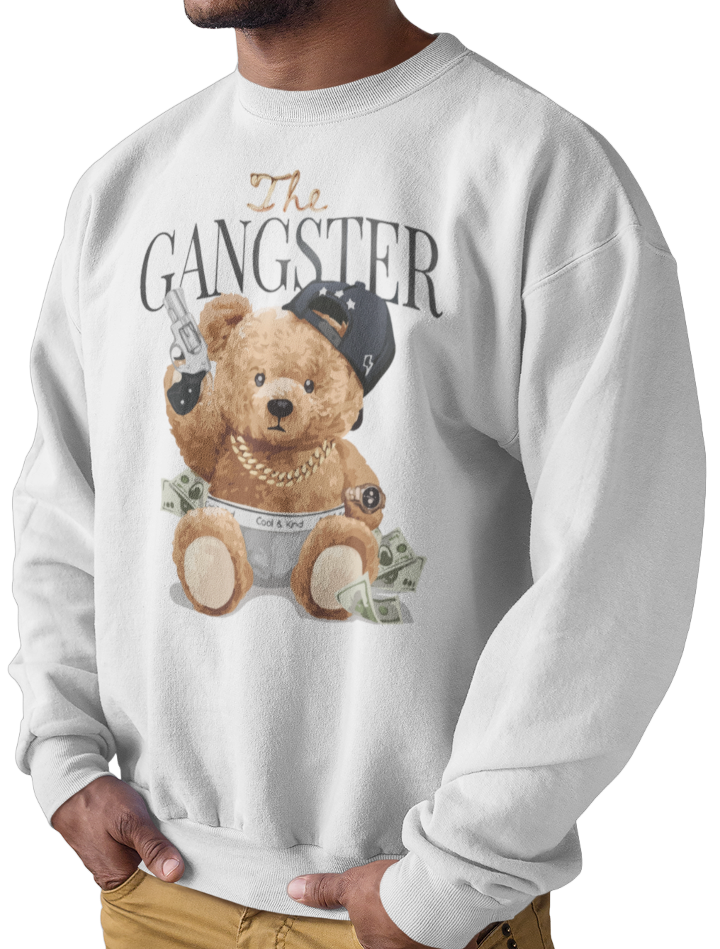 CAMISETA / SUDADERA OSO THE GANGSTER BLANCA